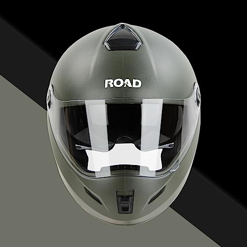 Steelbird SBH-34 Road ISI Certified Full Face Helmet with Inner Smoke Sun Shield (Dashing Battle Green)