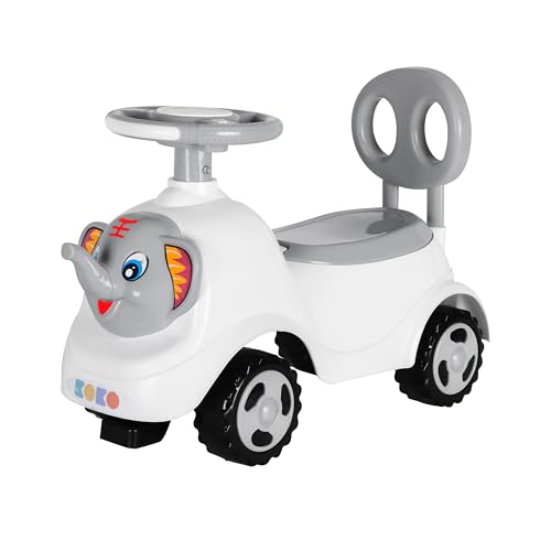 Koko Elephant Balance Car for Toddlers – Lightweight Ride-On Toy with Sturdy Wheels, Safe and Fun Indoor/Outdoor Bike for Kids, Ages 1-3 Year (Grey)