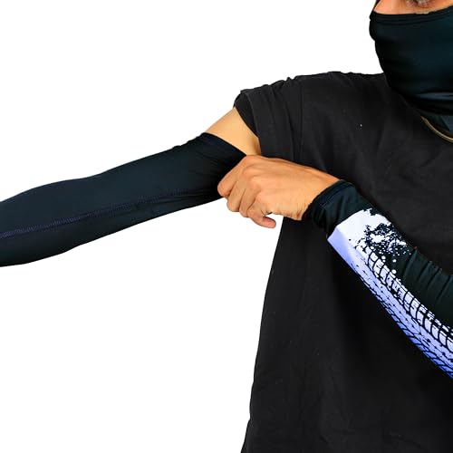 Steelbird Printed Unisex Arm Sleeves for Sports, Running, Cricket, Bike Riding, Cycling, Basketball & Breathable (Sold as a Pair) (Navy Blue)