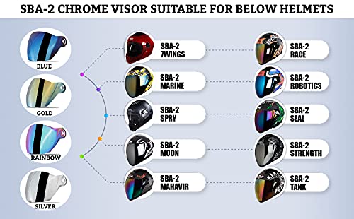 Steelbird SBA-2 Helmet Visor Compatible for All SBA-2 and SBA-3 Model (Chrome Rainbow Visor)