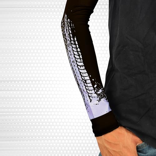 Steelbird Printed Unisex Arm Sleeves for Sports, Running, Cricket, Bike Riding, Cycling, Basketball & Breathable (Sold as a Pair) (Black)