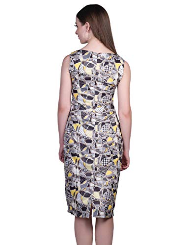ORZEL Geometrical Printed Shift Dress Cap Sleeves Long Length Latest Women Western Dresses Knee Length (Geometrical Print)