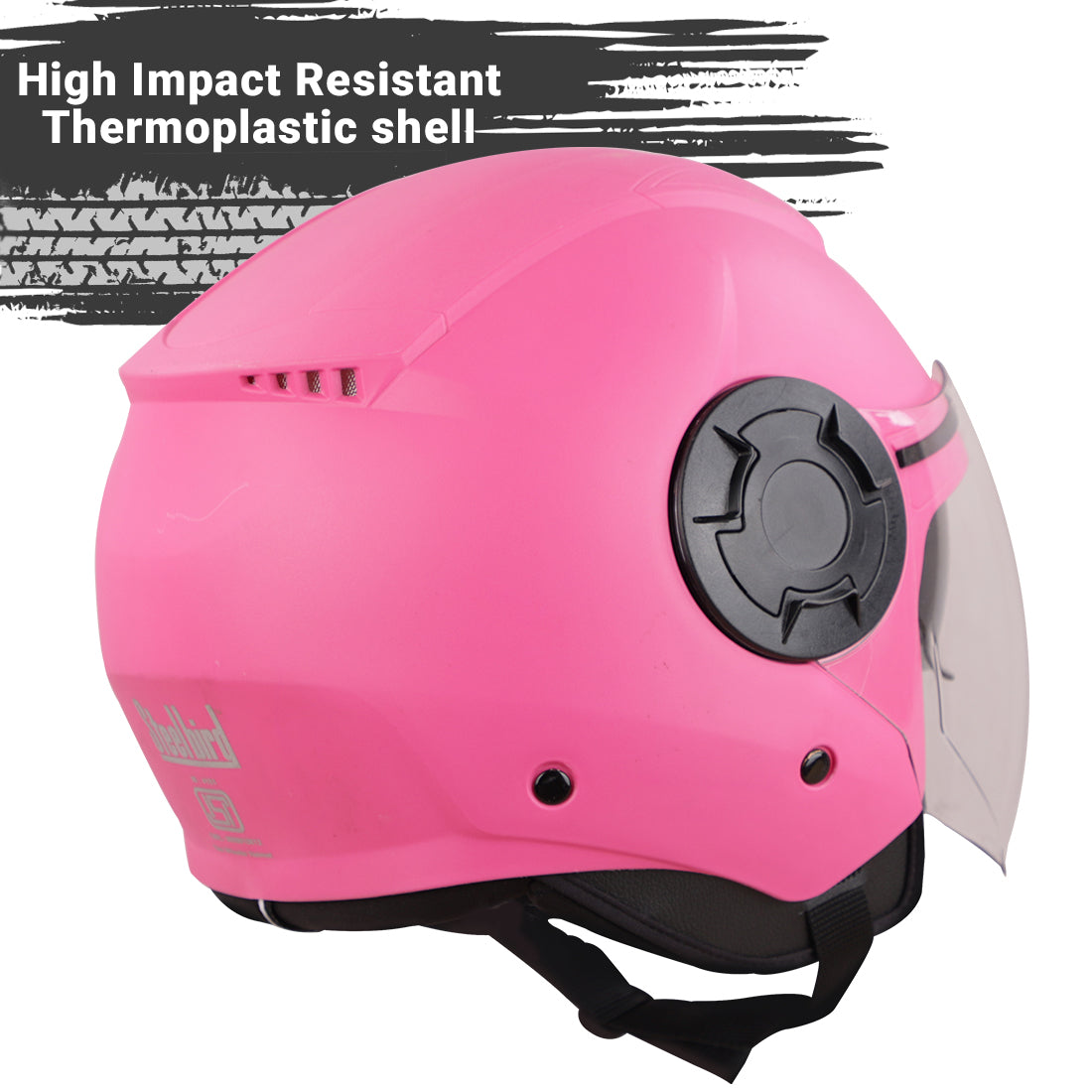 Steelbird GT Dashing ISI Certified Open Face Helmet for Men and Women with Inner Sun Shield ( Dual Visor Mechanism ) (Dashing Pink)