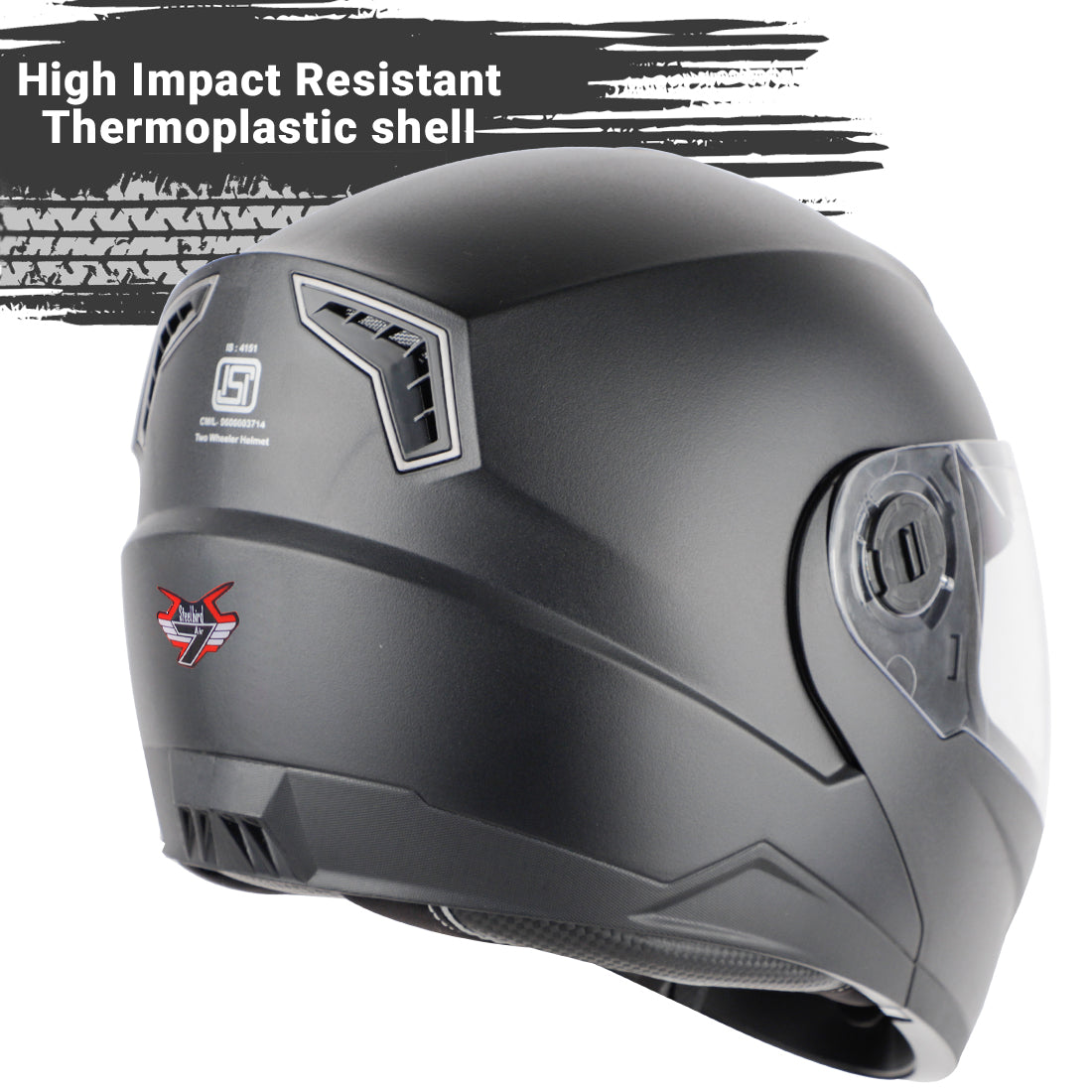 Steelbird SBA-7 7Wings ISI Certified Flip-Up Helmet for Men and Women with Inner Smoke Sun Shield (Dashing Black)