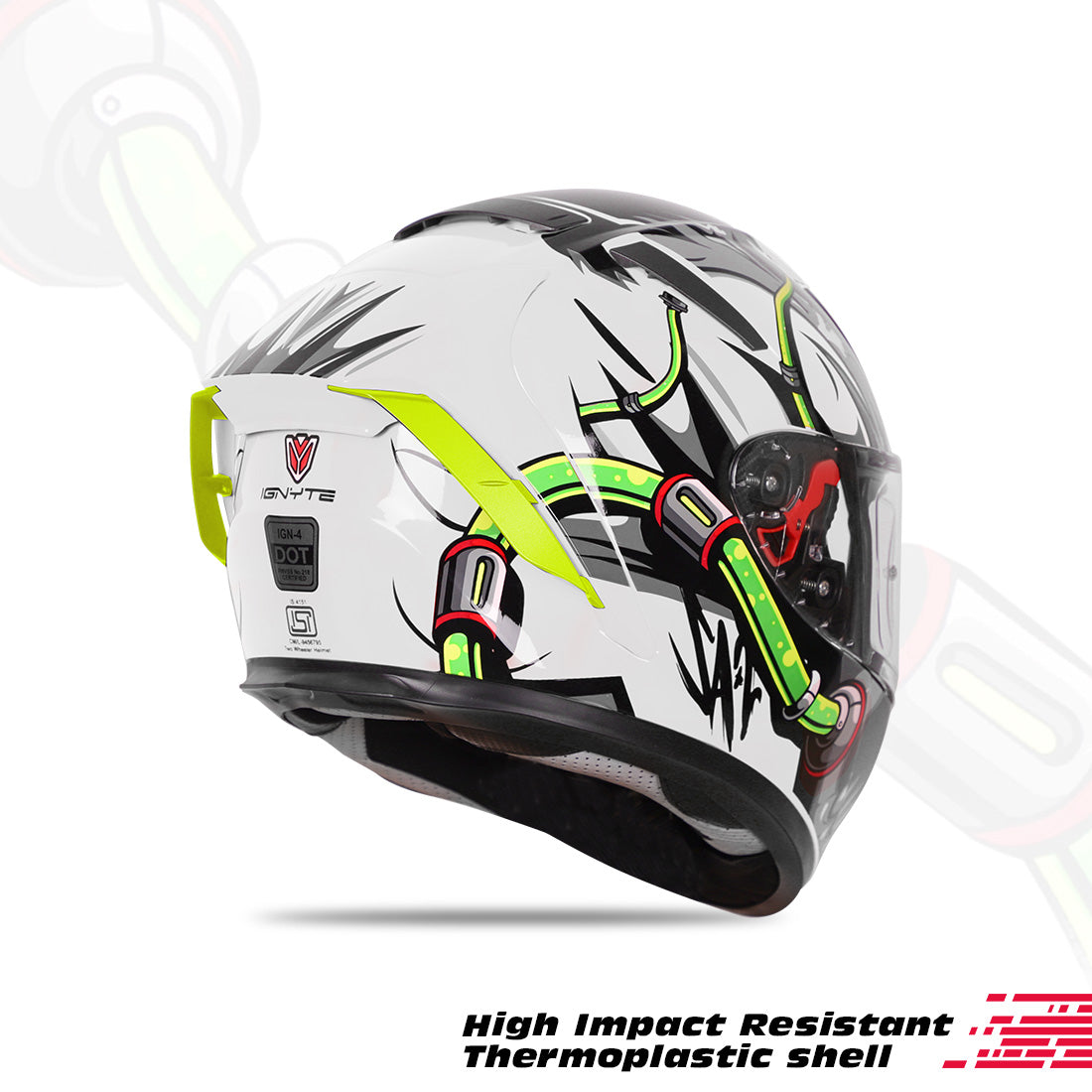 Ignyte IGN-4 Trever ISI/DOT Certified Full Face Graphic Helmet with Outer Anti-Fog Clear Visor and Inner Smoke Sun Shield