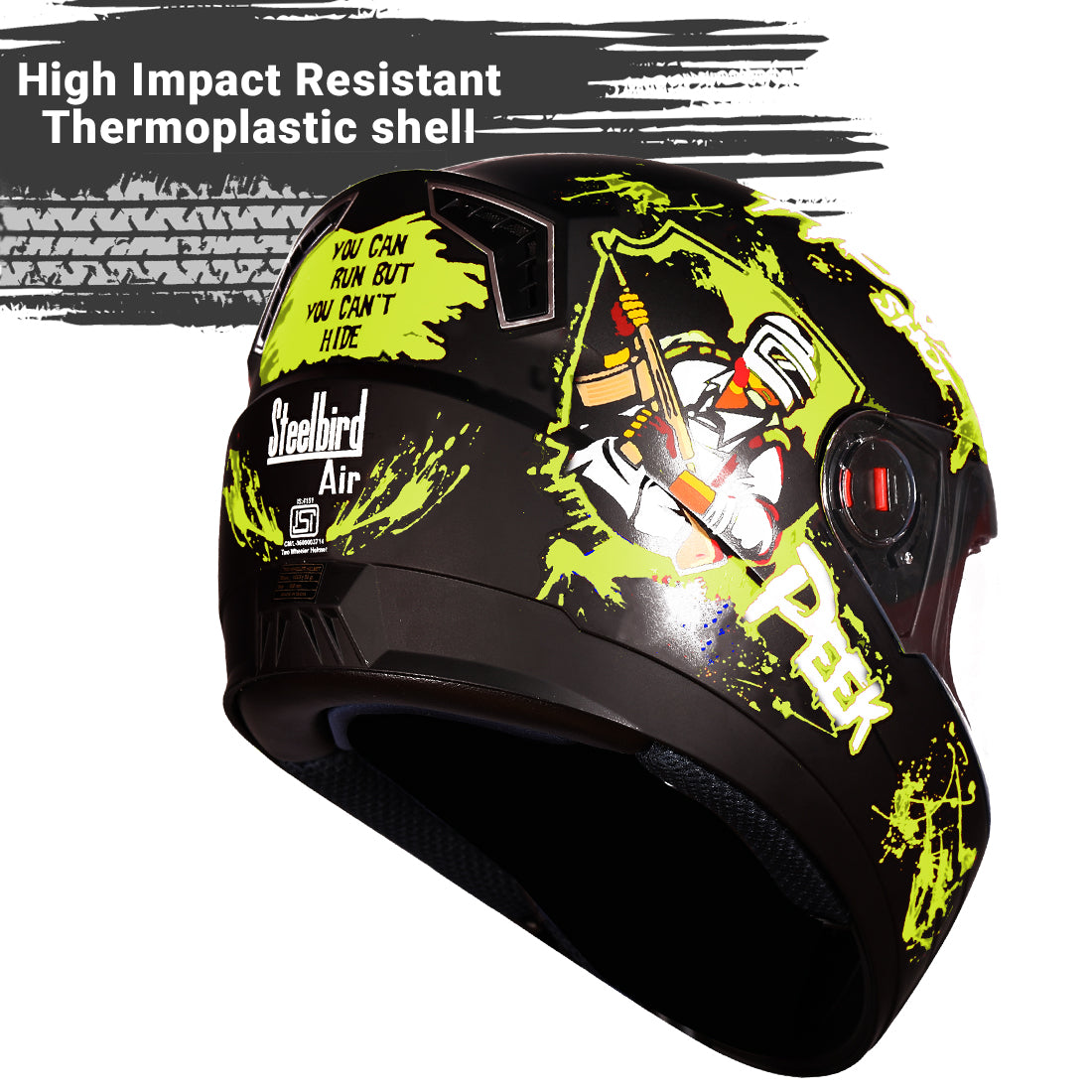 Steelbird SBA-1 Hitman ISI Certified Full Face Graphic Helmet (Matt Black Yellow with Clear Visor)