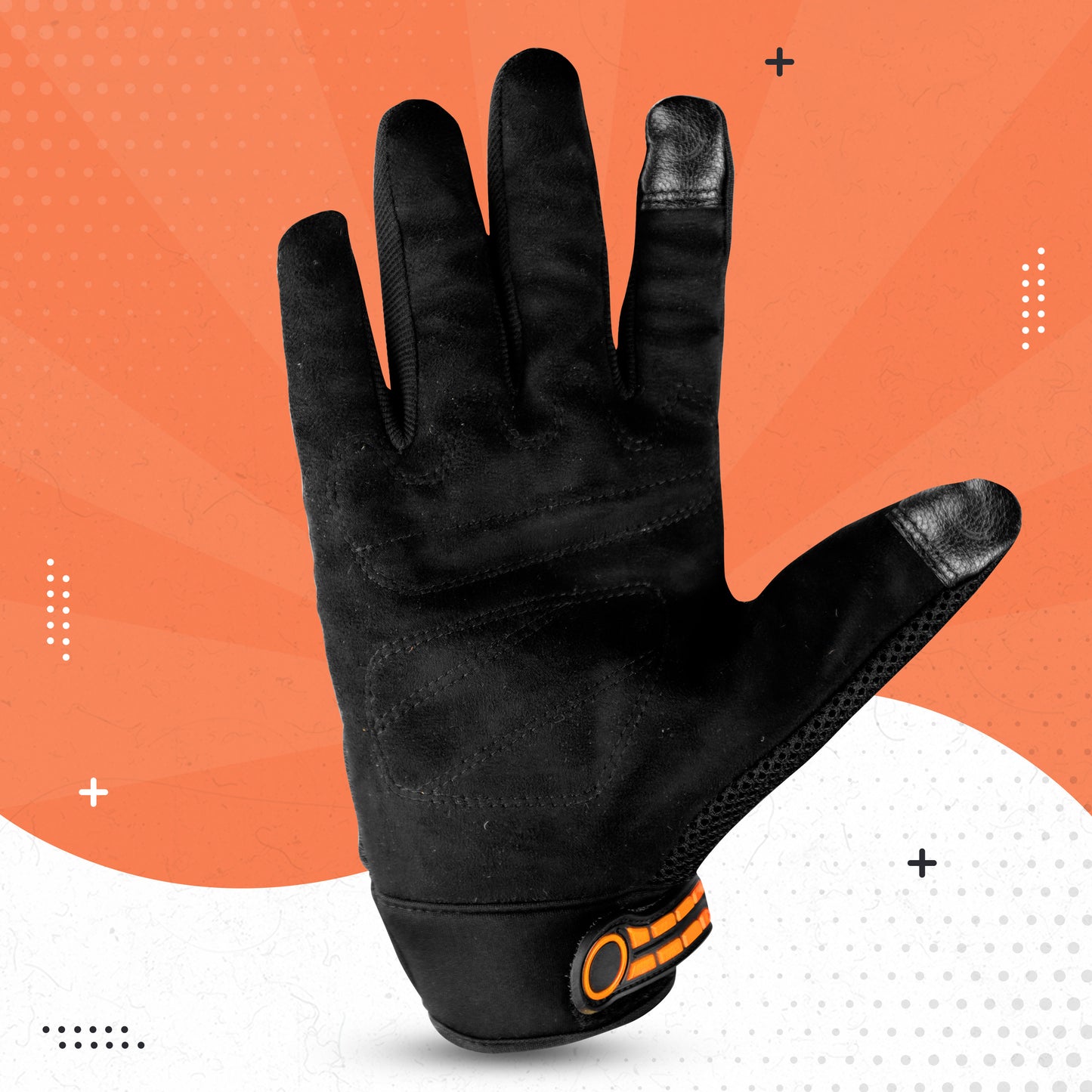 Steelbird Adventure A-2 Full Finger Bike Riding Gloves with Touch Screen Sensitivity at Thumb and Index Finger, Protective Off-Road Motorbike Racing (Orange)