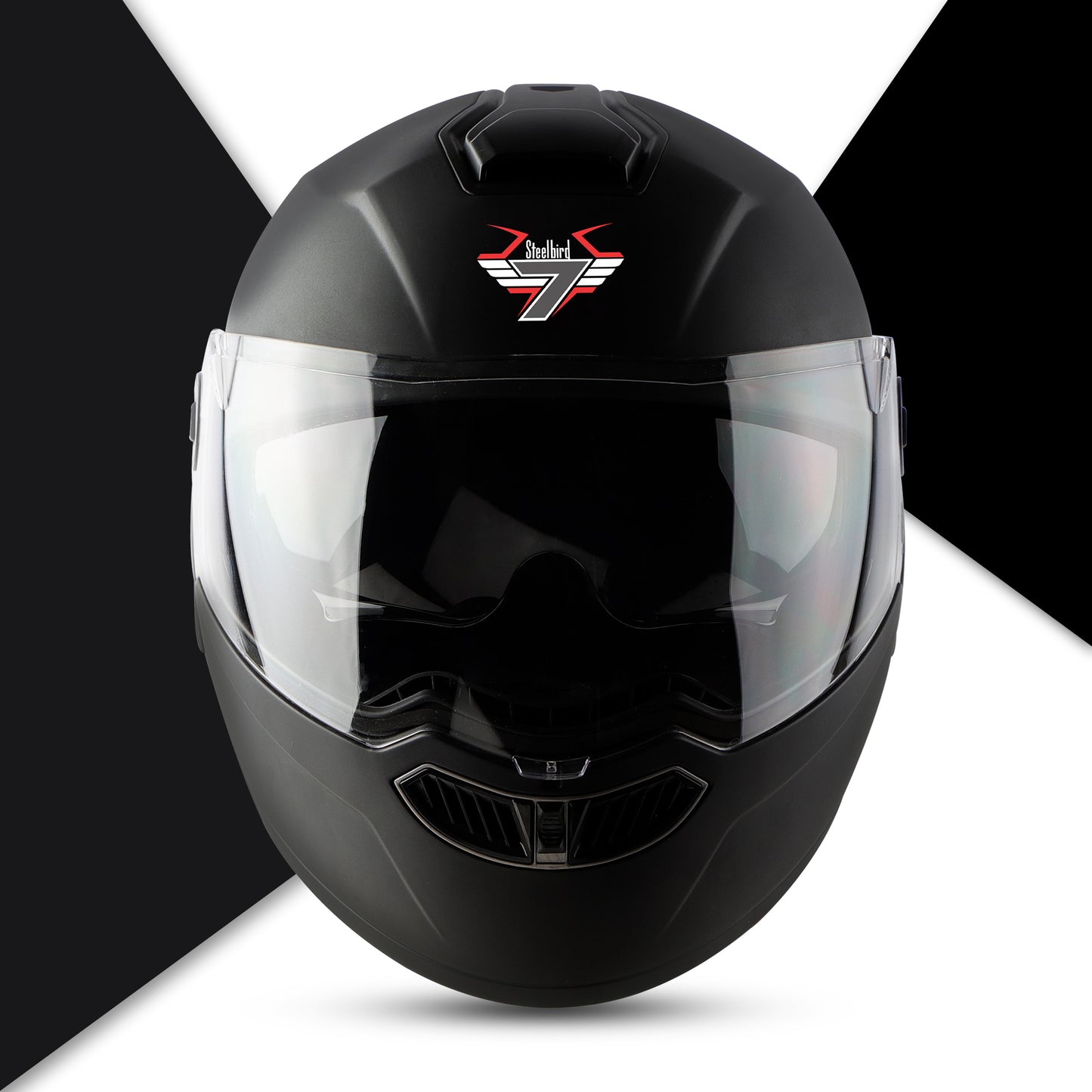 Steelbird SBA-8 7Wings ISI Certified Flip-Up Helmet for Men and Women with Inner Smoke Sun Shield (Matt Black)