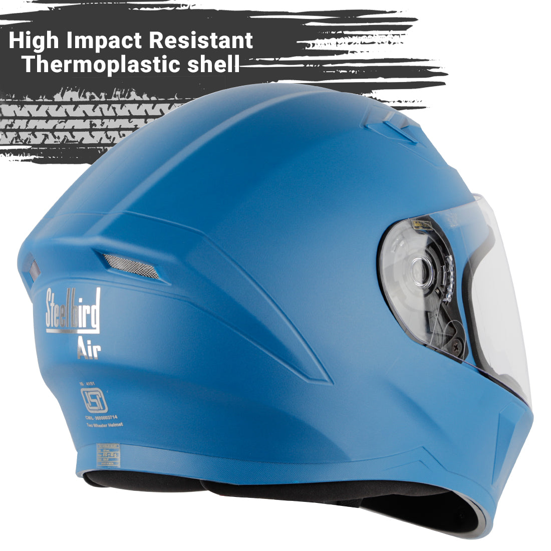 Steelbird SBA-21 GT Full Face Helmet for Men and Women (Dashing Blue with Clear Visor)