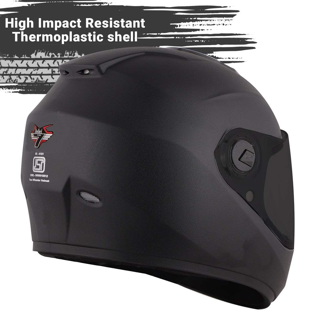 Steelbird SBH-11 7Wings ISI Certified Full Face Helmet for Men and Women (Dashing Black with Smoke Visor)