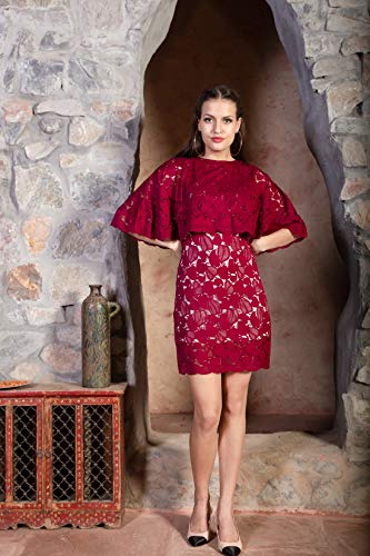 ORZEL Women's Fashionable Mini Dress for Every Occasion (Wine)