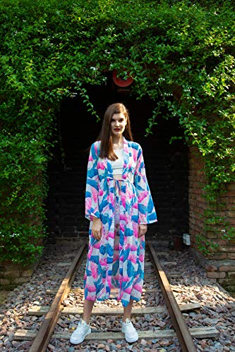ORZEL Ladies Printed Shrug with String Adjustment Floor Length (Bird Print)