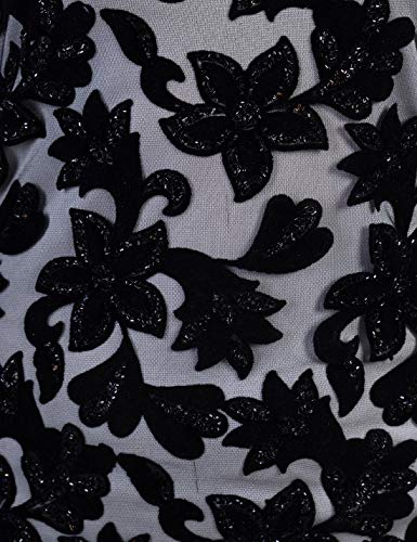 ORZEL Embellished Black Flocked Lace Dress Latest Stylish Women Western Dresses Above Knee Length