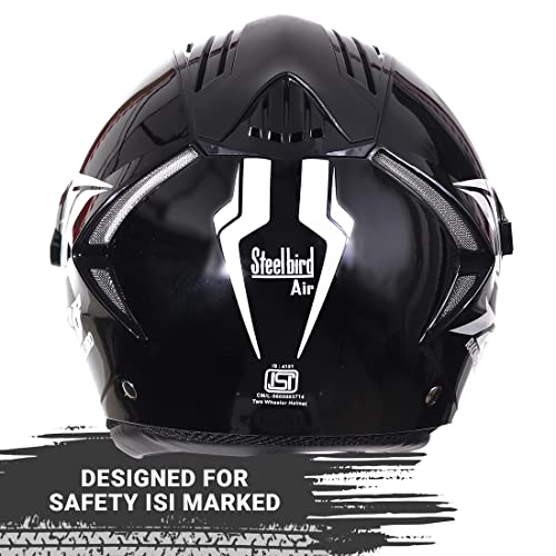 Steelbird SBA-2 Moon ISI Certified  Full Face Graphic Helmet for Men and Women Fitted with Clear Visor (Dashing Black with Chrome Gold Visor)