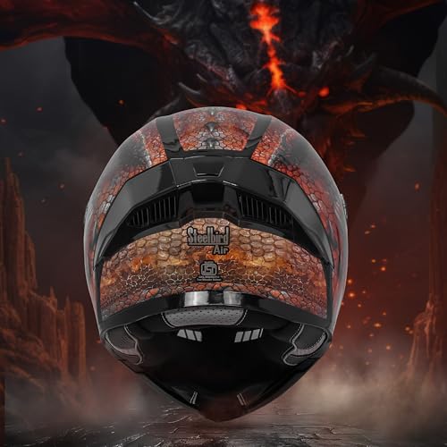 Steelbird SBA-20 Dragon ISI Certified Flip-Up Helmet for Men and Women with Inner Smoke Sun Shield (Glossy Black Brown with Smoke Visor)