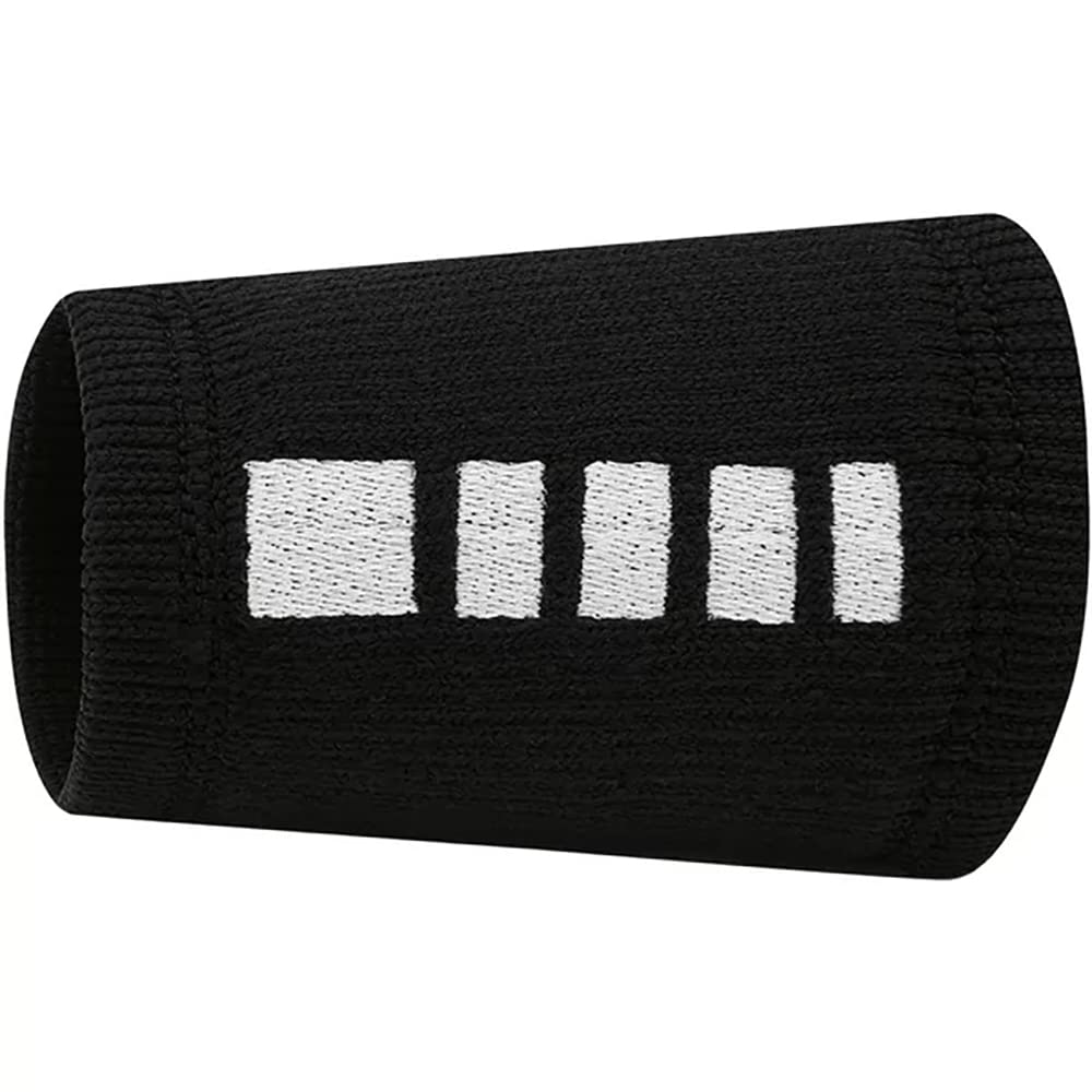 Nike Elite DOUBLEWIDE Cotton Sweat Absorbent Wristband 2 PK (Black/White)