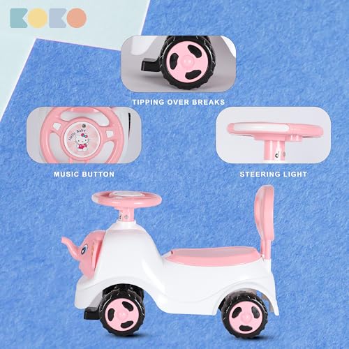 Koko Elephant Balance Car for Toddlers – Lightweight Ride-On Toy with Sturdy Wheels, Safe and Fun Indoor/Outdoor Bike for Kids, Ages 1-3 Year (Pink)