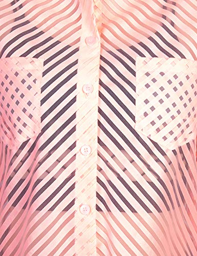 ORZEL Girls/Women’s Diagonally Made Stripe Full Sleeve Shirt (Neon Orange)