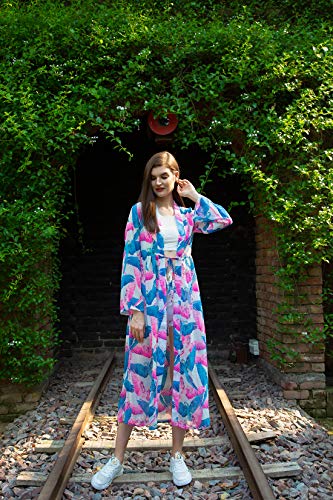 ORZEL Ladies Printed Shrug with String Adjustment Floor Length (Bird Print)