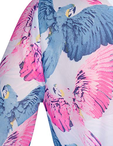 ORZEL Ladies Printed Shrug with String Adjustment Floor Length (Bird Print)