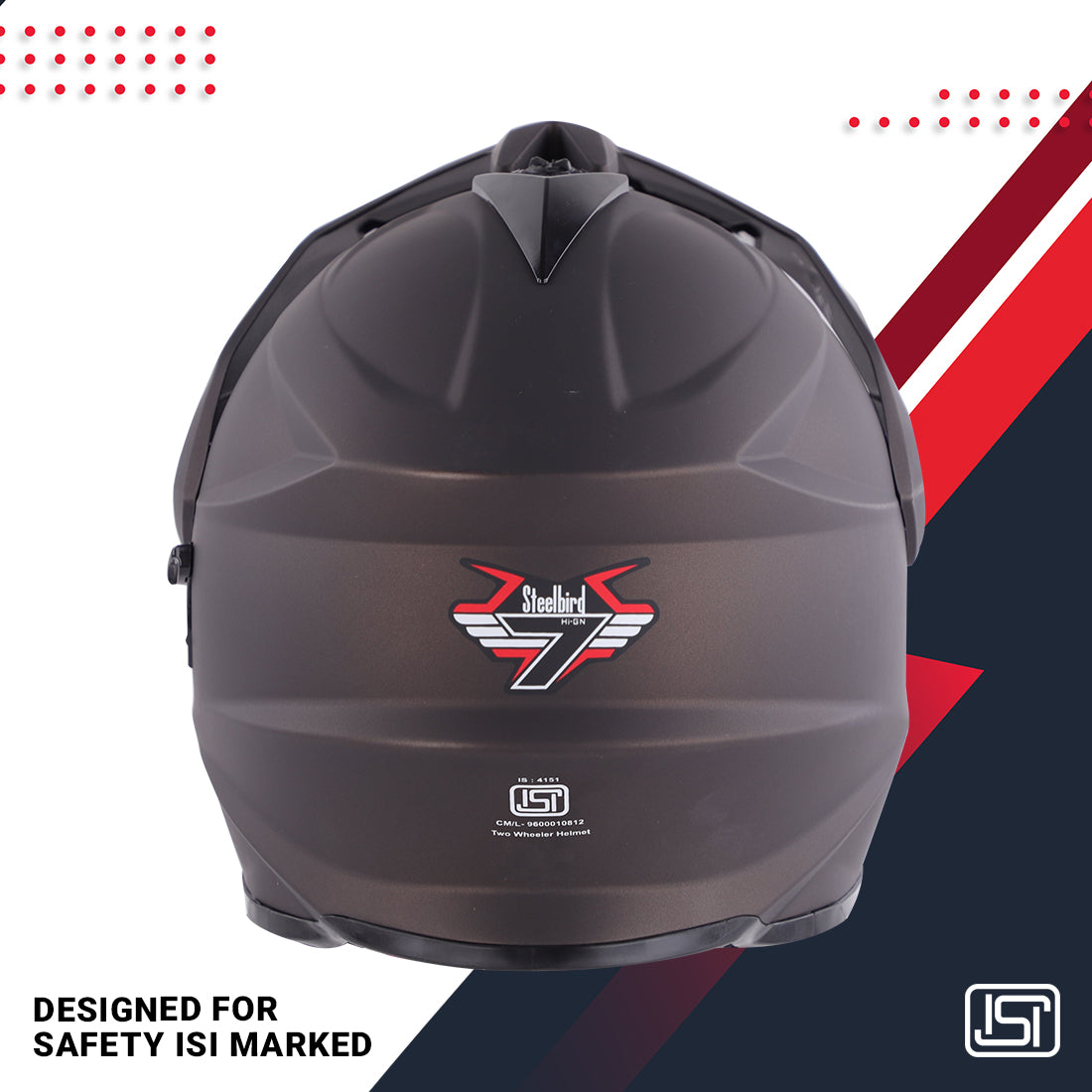 Steelbird GT Off Road ISI Certified Motocross Double Visor Full Face Helmet Outer Clear Visor and Inner Smoke Sun Shield (Matt Royal Brown)