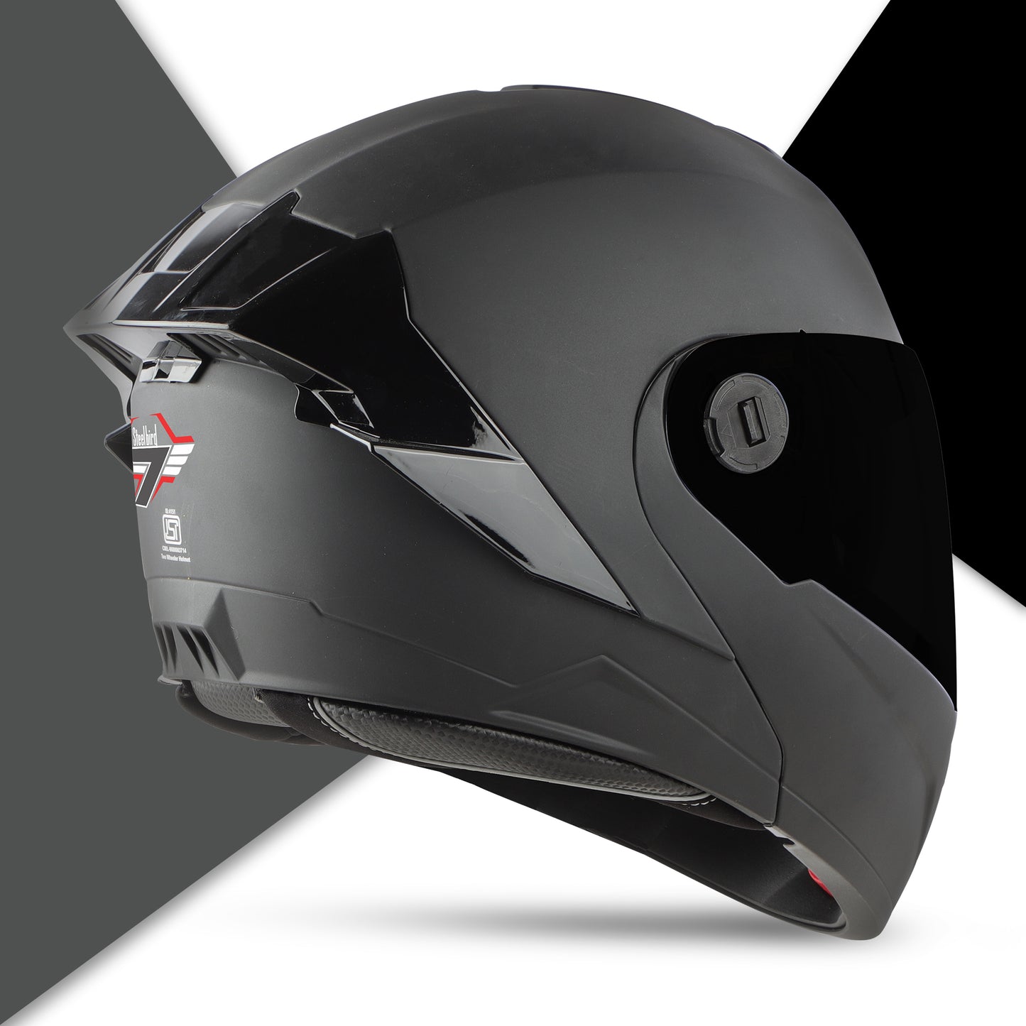 Steelbird SBA-8 7Wings ISI Certified Flip-Up Helmet for Men and Women (Matt Axis Grey with Smoke Visor)