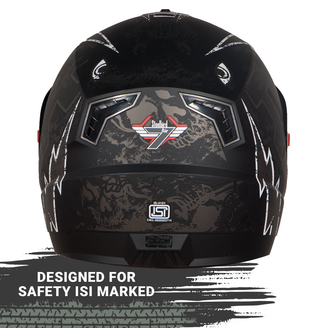 Steelbird SBA-1 R2K Live ISI Certified Full Face Graphic Helmet for Men and Women (Matt Black Grey with Clear Visor)