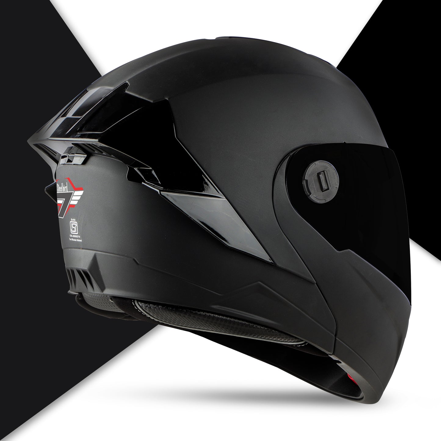 Steelbird SBA-8 7Wings ISI Certified Flip-Up Helmet for Men and Women (Matt Black with Smoke Visor)