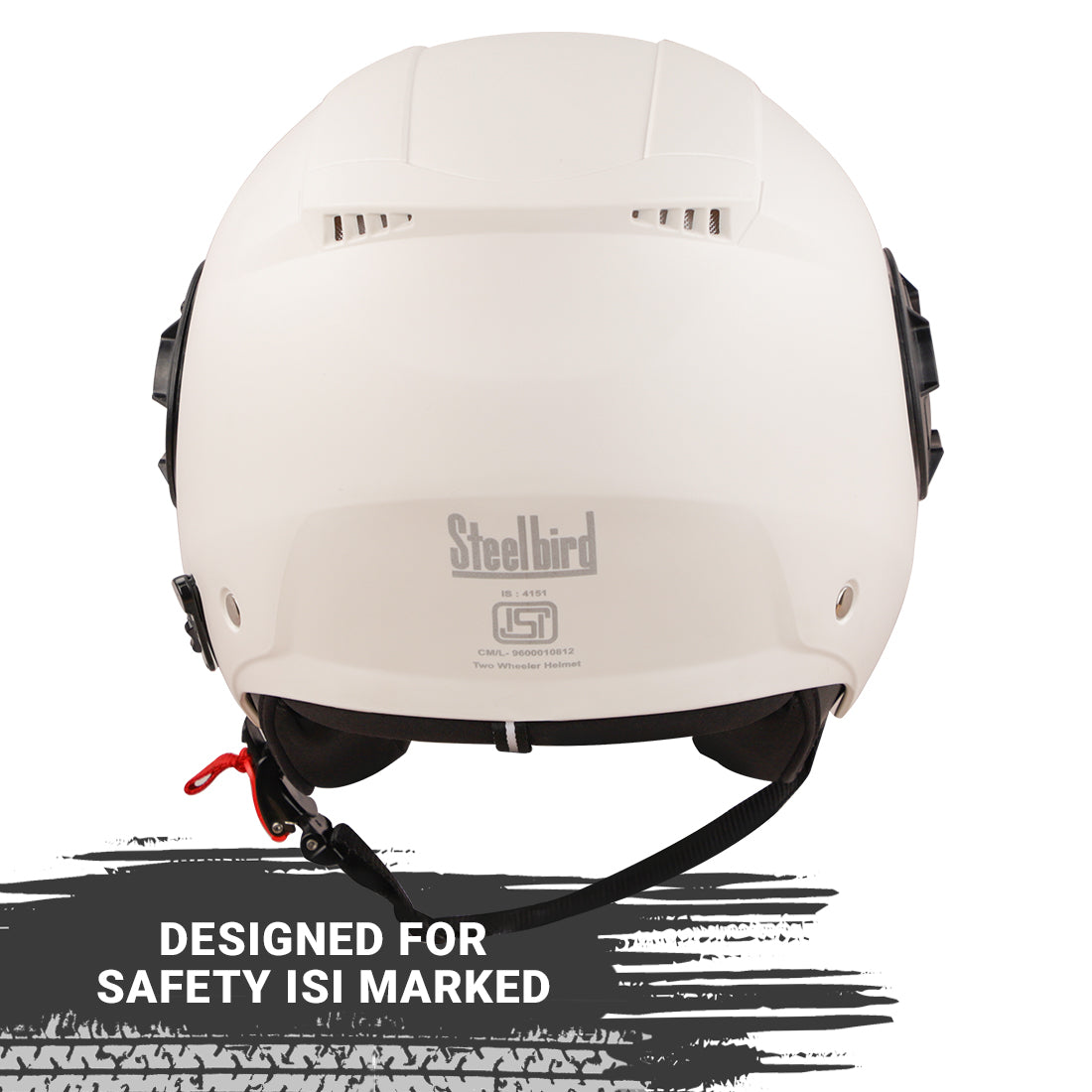 Steelbird GT Dashing ISI Certified Open Face Helmet for Men and Women with Inner Sun Shield ( Dual Visor Mechanism ) (Dashing White)