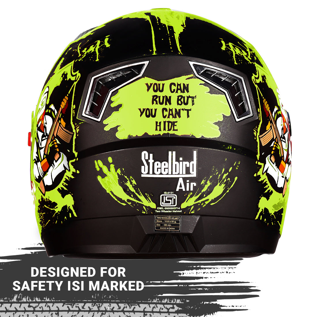 Steelbird SBA-1 Hitman ISI Certified Full Face Graphic Helmet (Matt Black Yellow with Clear Visor)