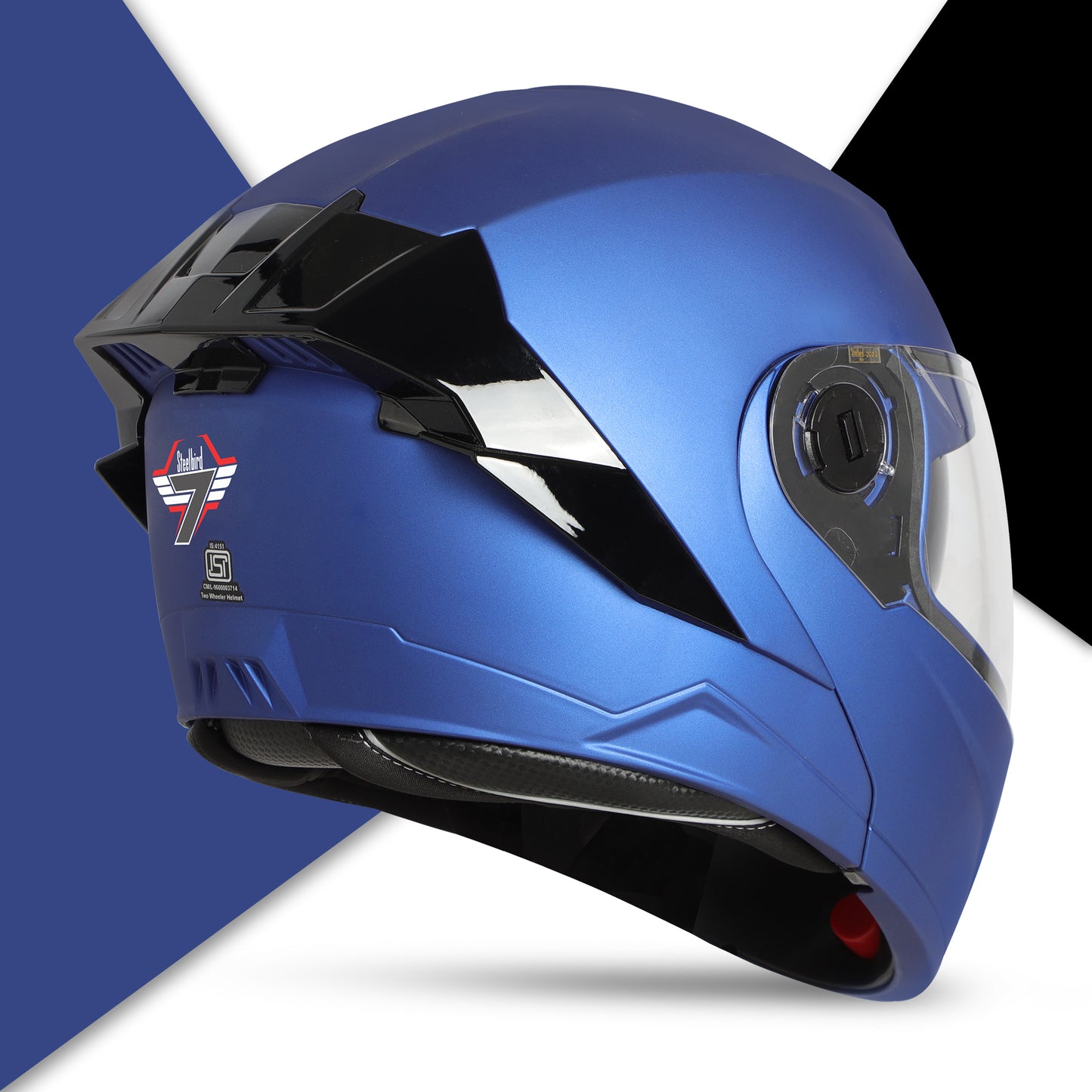 Steelbird SBA-8 7Wings ISI Certified Flip-Up Helmet for Men and Women with Inner Smoke Sun Shield (Matt Y. Blue)