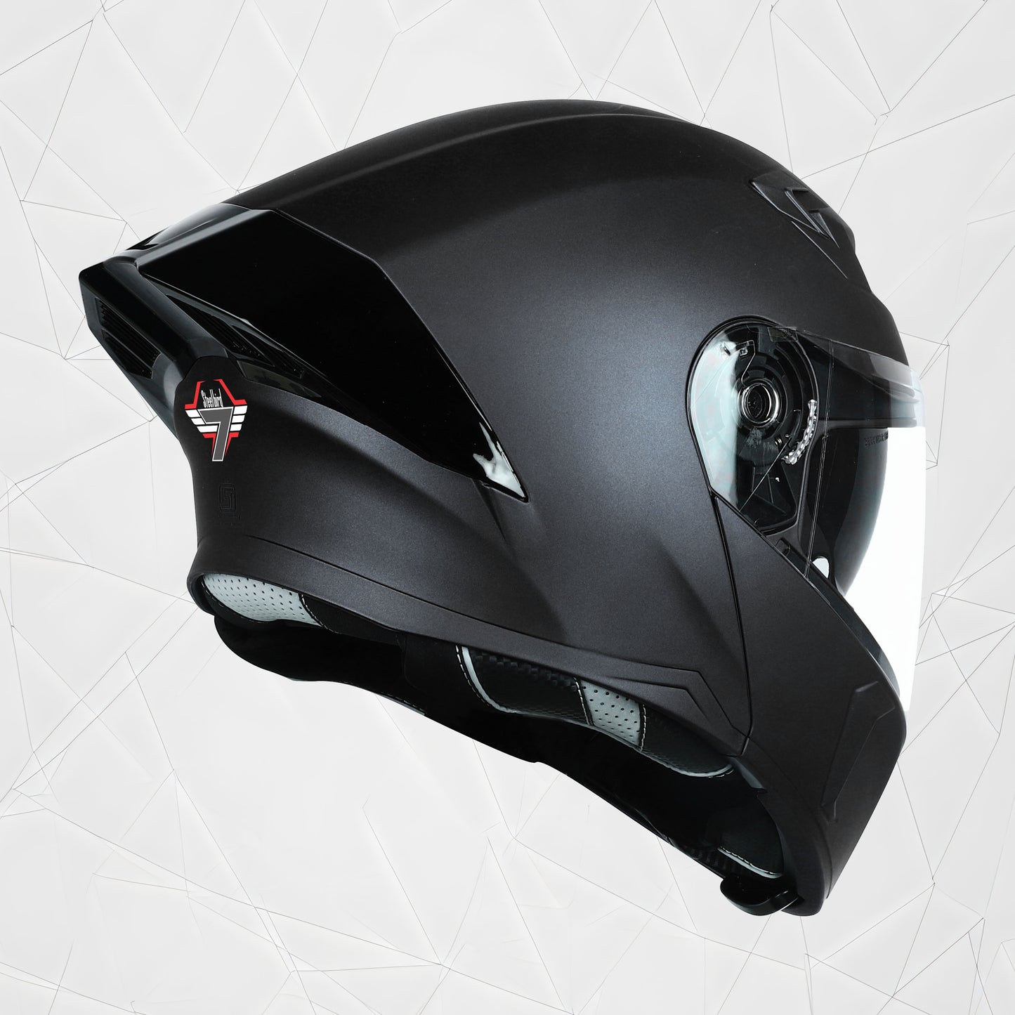 Steelbird SBA-20 7Wings ISI Certified Flip-Up Helmet with Black Spoiler for Men and Women with Inner Smoke Sun Shield (Glossy Black)