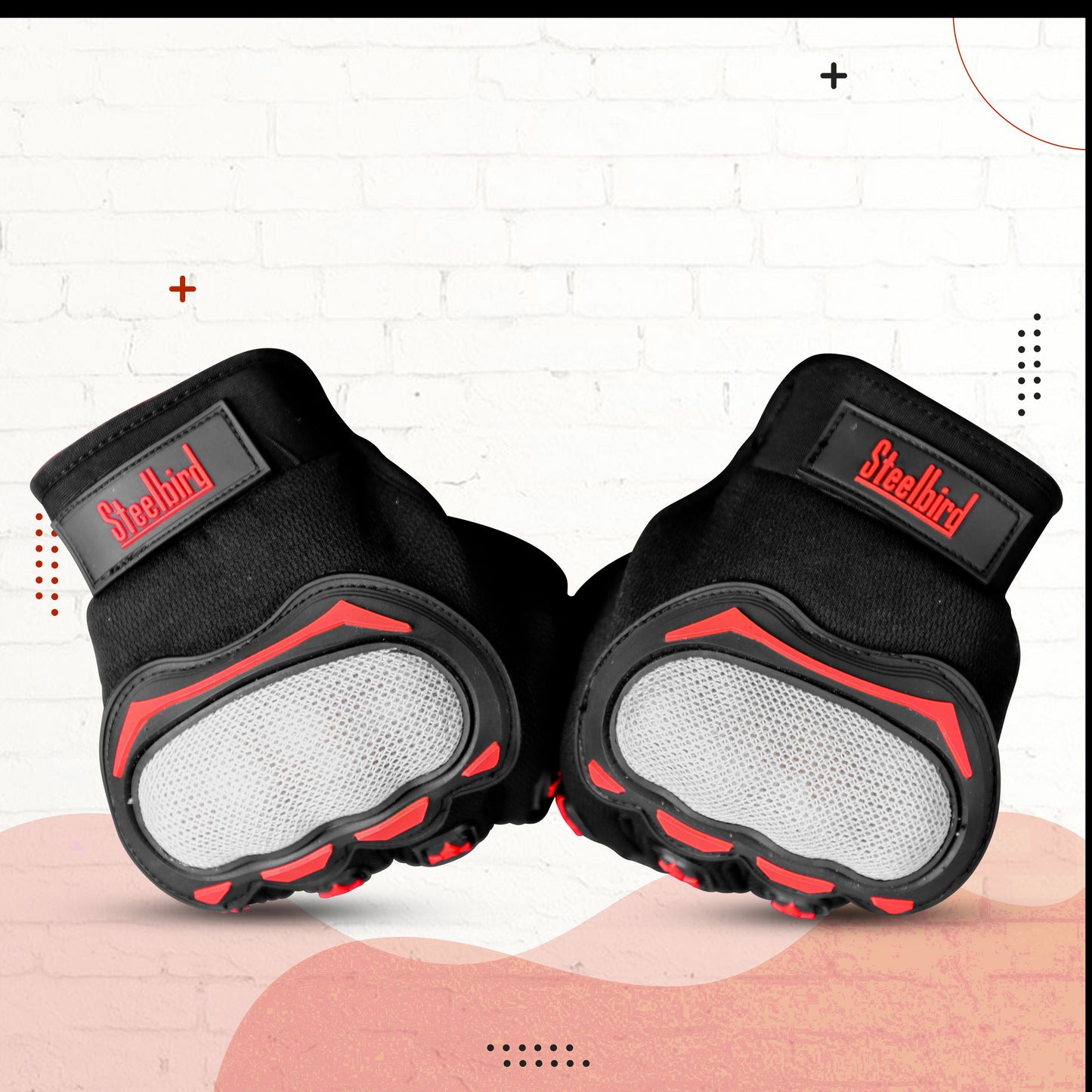 Refurbished Steelbird Experience 1.0 Reflective Full Finger Bike Riding Gloves with Touch Screen Sensitivity at Thumb and Index Finger, Protective Off-Road Motorbike Racing (Black Red)