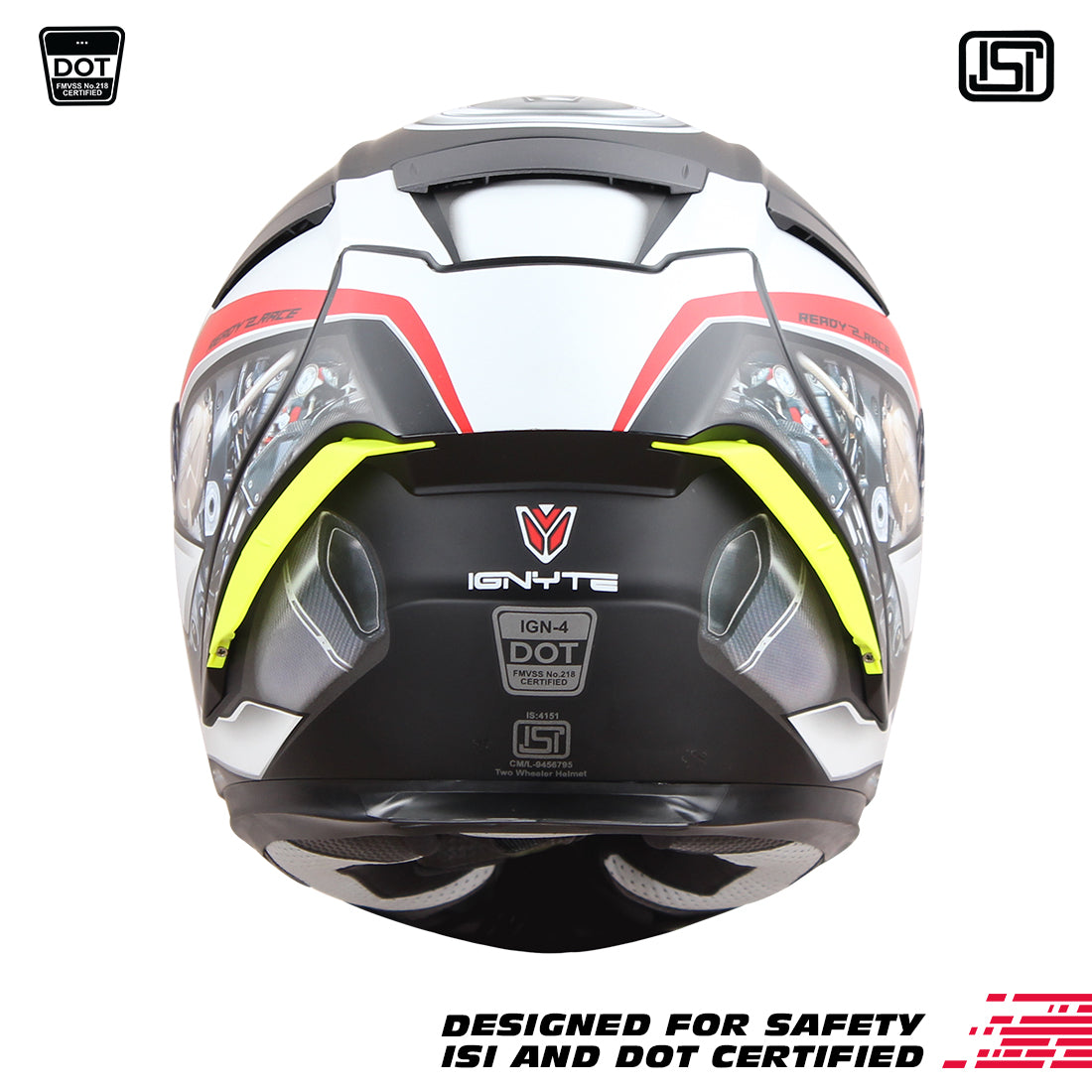 Ignyte IGN-4 Machine ISI/DOT Certified Full Face Graphic Helmet with Outer Anti-Fog Clear Visor and Inner Smoke Sun Shield (Matt White Blue)