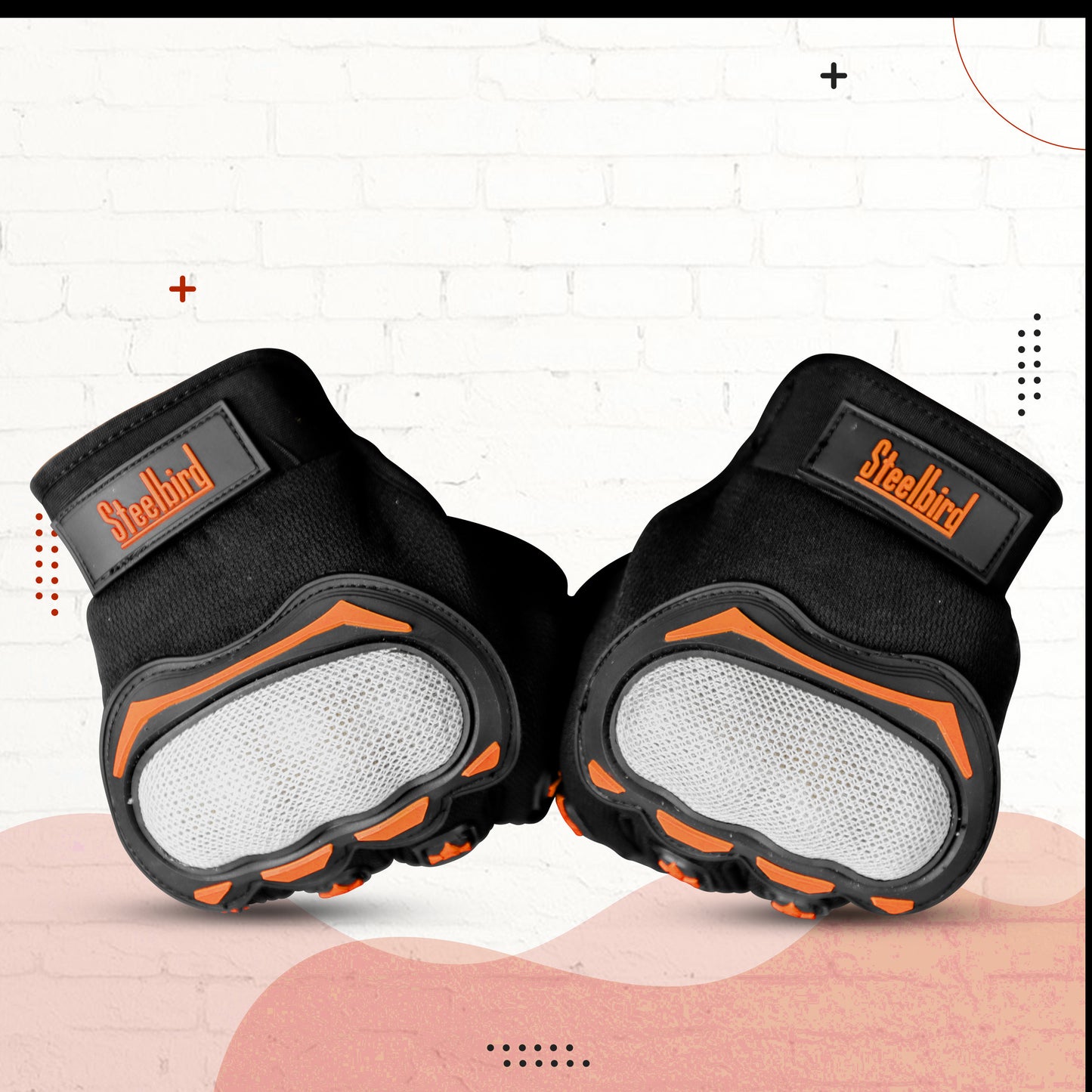 Refurbished Steelbird Experience 1.0 Reflective Full Finger Bike Riding Gloves with Touch Screen Sensitivity at Thumb and Index Finger, Protective Off-Road Motorbike Racing (Black Orange)