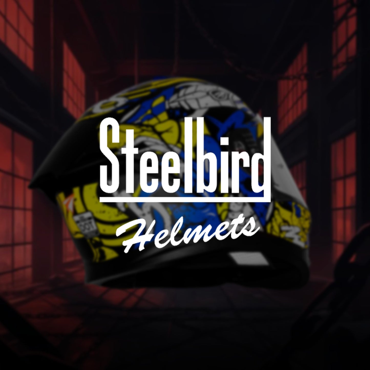 Steelbird SBH-57 Fighter F10 Graphic Helmet ISI and DOT Certified Full Face Helmet for Men with Inner Silver Sun Shield (Glossy Black Blue White)
