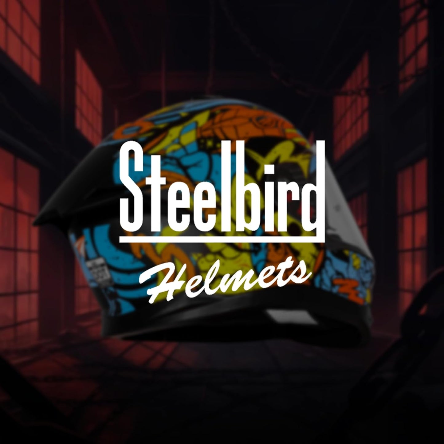 Steelbird SBH-57 Fighter F10 Graphic Helmet ISI and DOT Certified Full Face Helmet for Men with Inner Silver Sun Shield (Glossy Black Neon Orange)