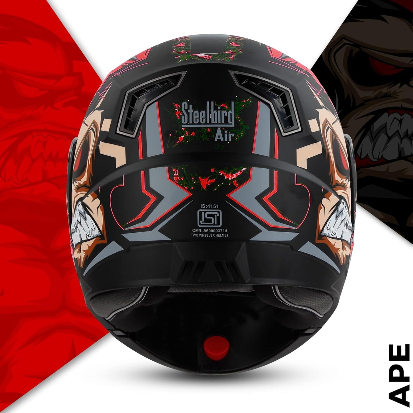 Steelbird SBA-7 Ape ISI Certified Flip-Up Helmet for Men and Women with Inner Smoke Sun Shield (Matt Black Red)