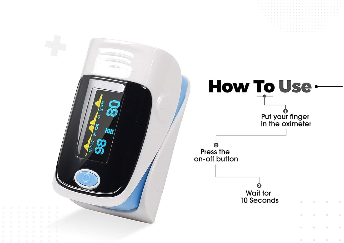 Steelbird Medical Equipments Smart Oxy Finger Tip Pulse Oximeter With Color OLED Display (White)
