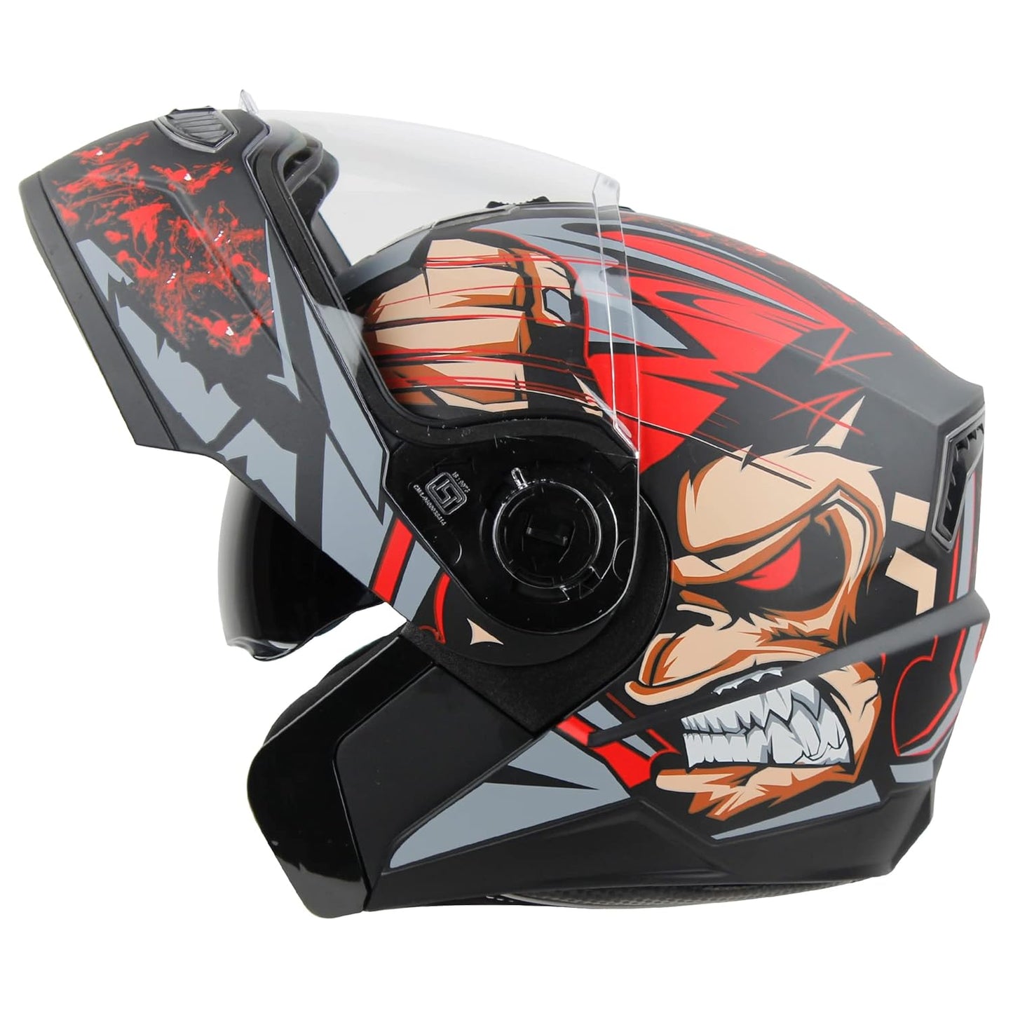 Steelbird SBA-7 Ape ISI Certified Flip-Up Helmet for Men and Women with Inner Smoke Sun Shield (Matt Black Red)