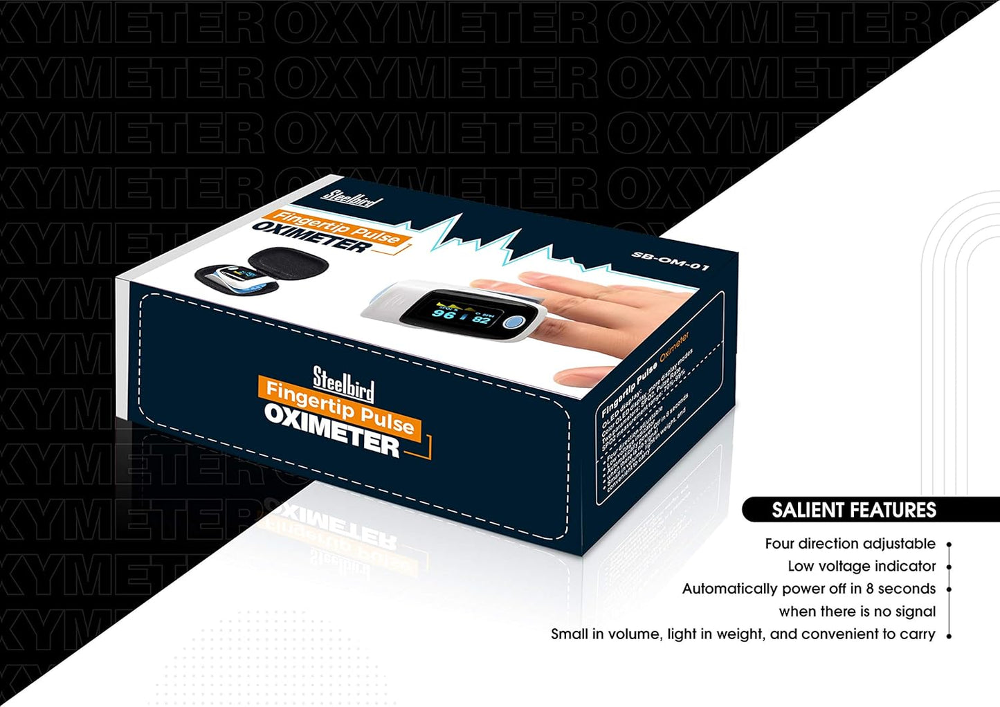 Steelbird Medical Equipments Smart Oxy Finger Tip Pulse Oximeter With Color OLED Display (White)