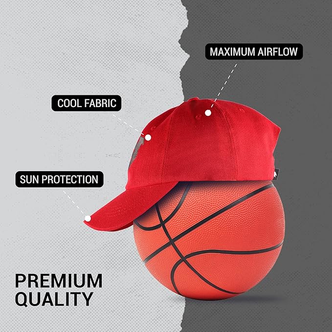 Steelbird Polyster Dad Cap with Adjustable Strap for All Sports, Cap for Girls, Caps for Gym, Sports Caps for Men and Women with Airholes (Red)