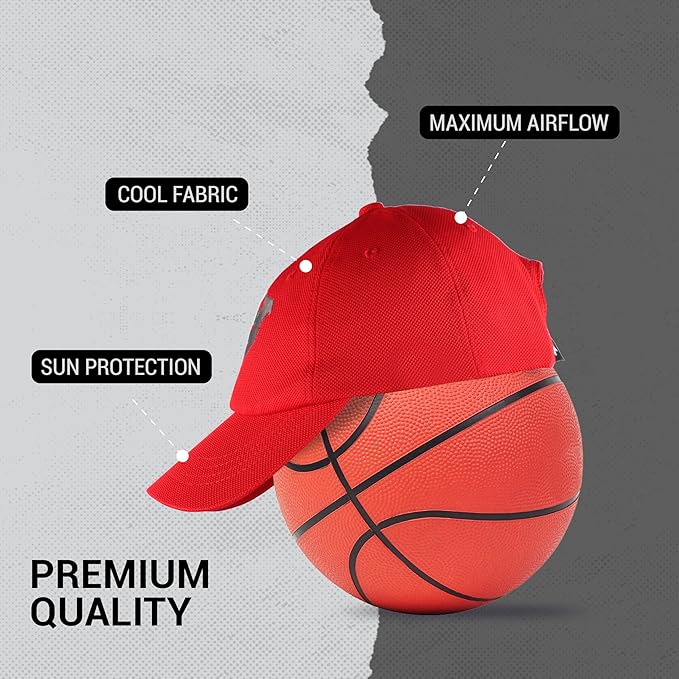 Steelbird Dotted Knitted Dad Cap with Adjustable Strap for All Sports, Cap for Girls, Caps for Gym, Sports Caps for Men and Women with Airholes (Red)