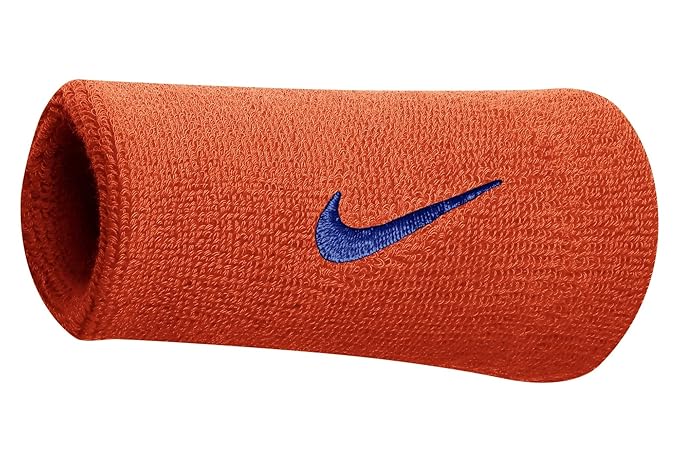 Refurbished Nike Swoosh Doublewide Wristbands (Team Orange/College Navy)