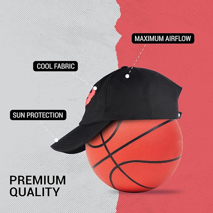 Steelbird Polyster Dad Cap with Adjustable Strap for All Sports, Cap for Girls, Caps for Gym, Sports Caps for Men and Women with Airholes (Black)