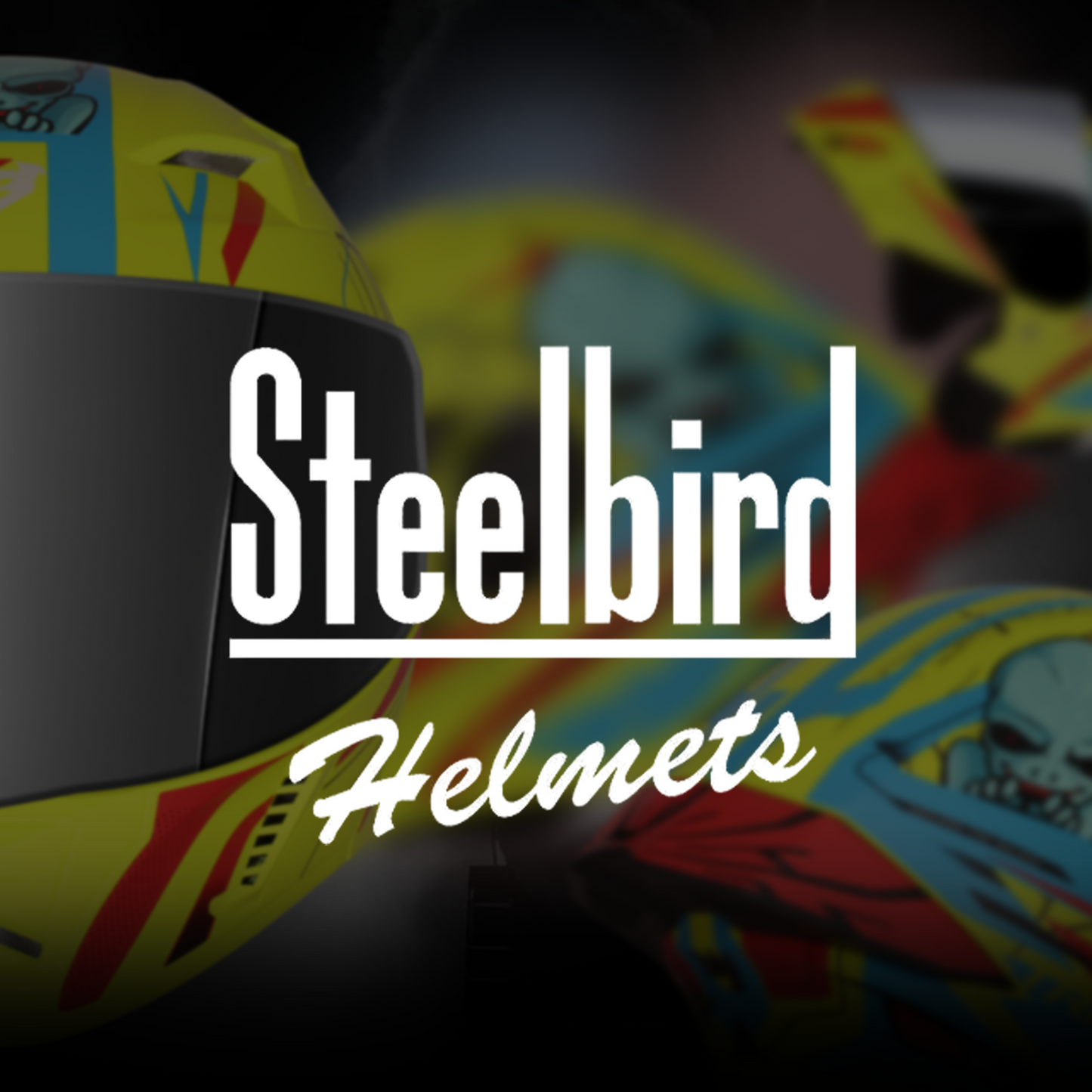 Steelbird SBA-20 Strange ISI Certified Flip-Up Graphic Helmet for Men and Women with Inner Silver Sun Shield (Glossy Fluo Neon Cyan Green with Smoke Visor)