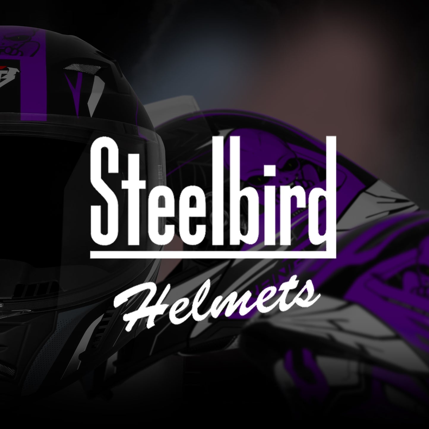 Steelbird SBA-20 Strange ISI Certified Flip-Up Graphic Helmet for Men and Women (Glossy Black Purple)