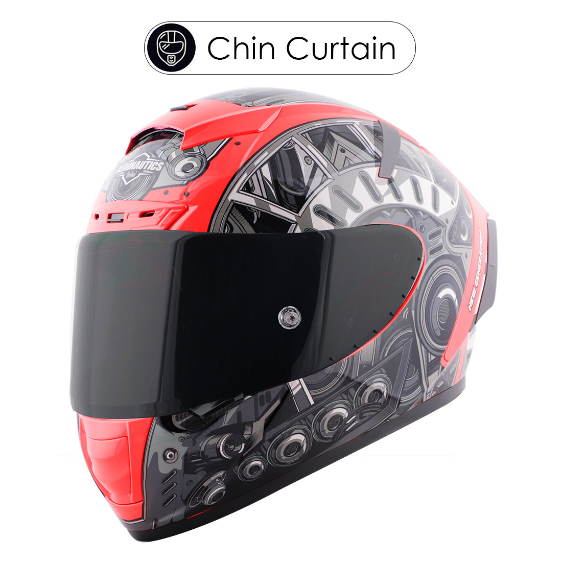 Steelbird SA-2 Terminator 2.0 ISI Certified Full Face Graphic Helmet for Men and Women (Glossy Fluo Watermelon Grey with Smoke Visor)