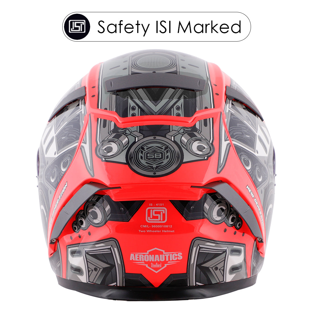 Steelbird SA-2 Terminator 2.0 ISI Certified Full Face Graphic Helmet for Men and Women (Glossy Fluo Watermelon Grey with Smoke Visor)