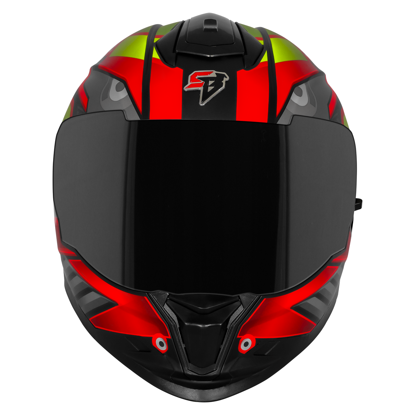 Steelbird SBH-57 Fighter F8 ISI and DOT Certified Full Face Graphic Helmet for Men and Women with Inner Silver Sun Shield (Glossy Black Red)